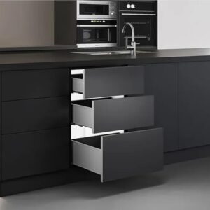 Jadespace Slim Tandem Drawer Box – 40 kg Capacity, Grey Wooden Finish, Soft‑Close – 8″ (200mm) Height × 20″ Width – 500 mm Depth