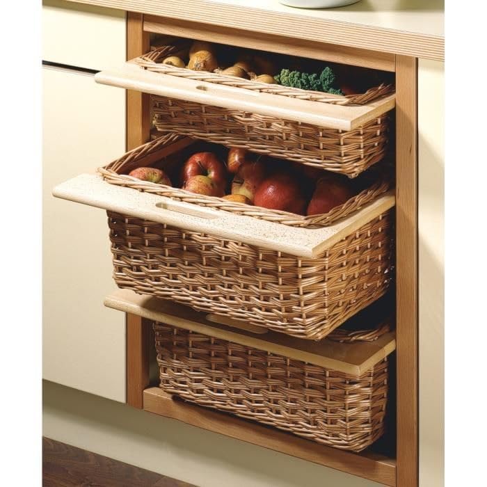 Jadespace Modular Kitchen PVC Wicker Basket – 600x500x200mm, Brown, Rectangular Pull-Out Storage with Soft-Close Channels (200mm, 8H) - Image 5