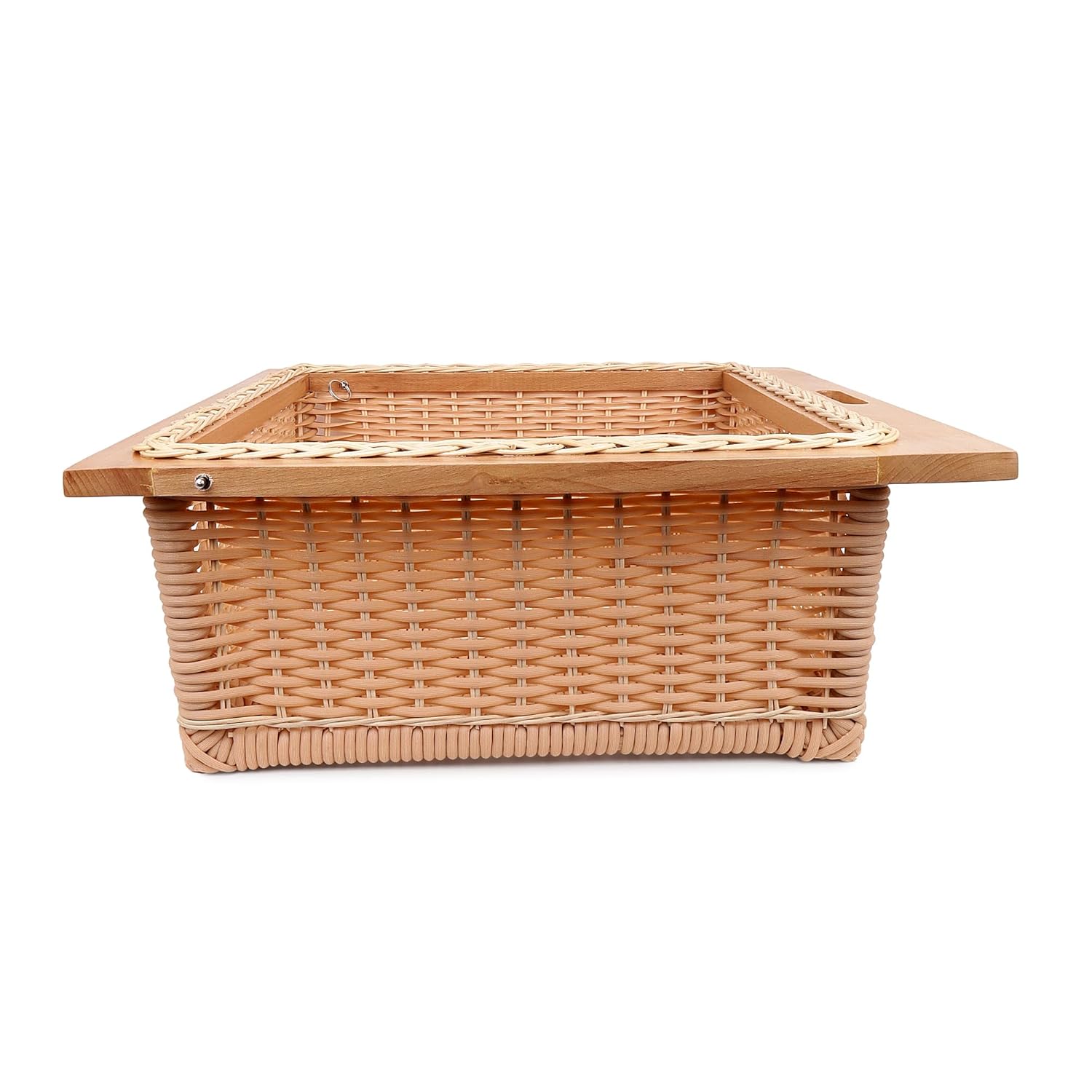 Jadespace Modular Kitchen PVC Wicker Basket – 600x500x200mm, Brown, Rectangular Pull-Out Storage with Soft-Close Channels (200mm, 8H) - Image 3