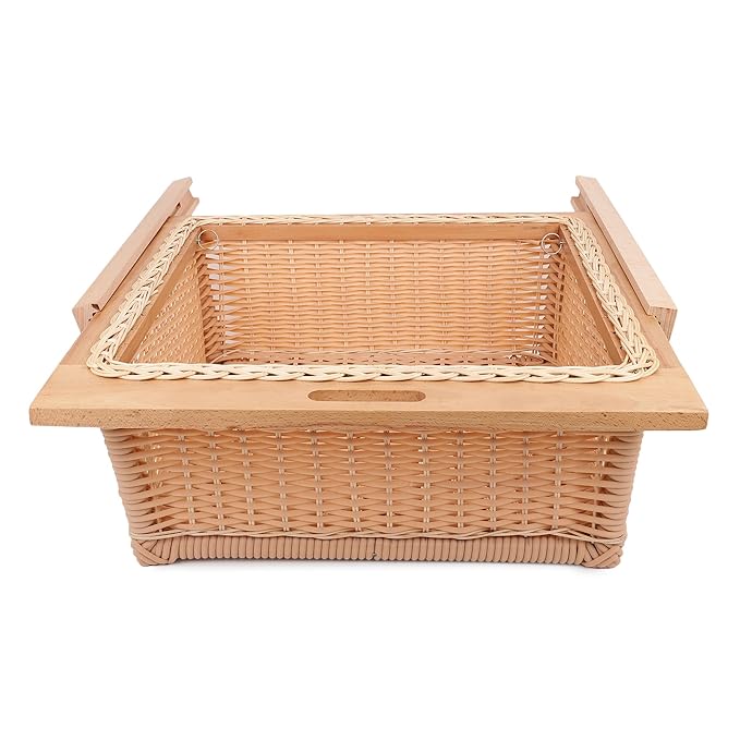 Jadespace Modular Kitchen PVC Wicker Basket – 600x500x200mm, Brown, Rectangular Pull-Out Storage with Soft-Close Channels (200mm, 8H) - Image 2