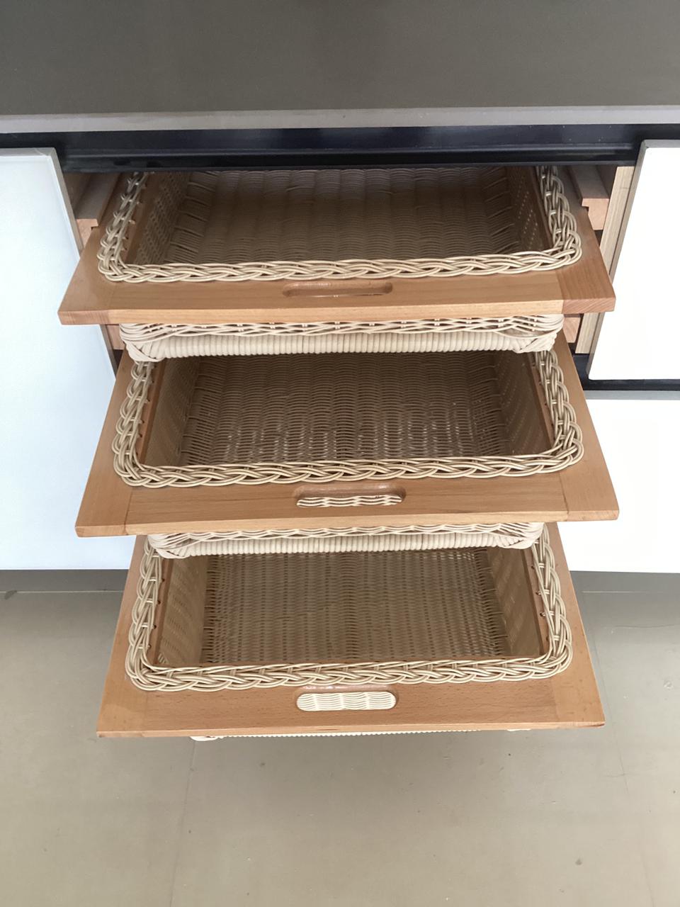 Jadespace Modular Kitchen PVC Wicker Basket – 600x500x200mm, Brown, Rectangular Pull-Out Storage with Soft-Close Channels (200mm, 8H) - Image 7