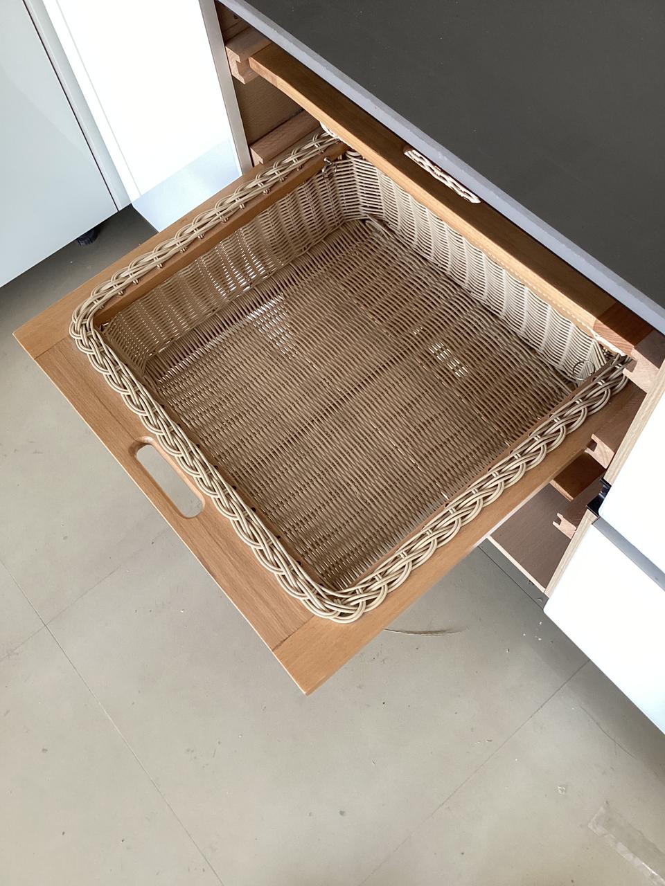 Jadespace Modular Kitchen PVC Wicker Basket – 600x500x200mm, Brown, Rectangular Pull-Out Storage with Soft-Close Channels (200mm, 8H) - Image 8